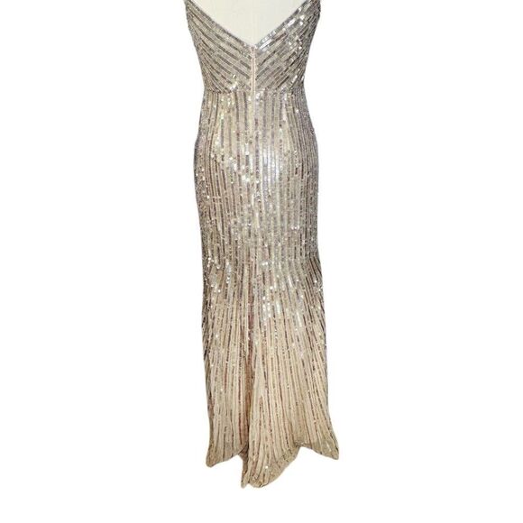 Mac Duggal 10817 Sequin Spaghetti Strap Gold Formal Gown | Size 2 - Picture 7 of 12